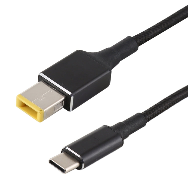 100W Big Square Male to USB-C / Type-C Male Nylon Weave Power Charge Cable for Lenovo, Cable Length: 1.7m
