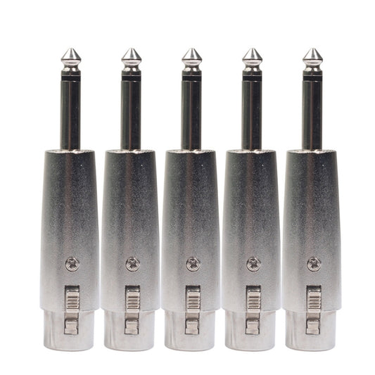5 PCS LZ1167G 6.35mm Single Track Male Head to XRL Female Audio Adapter Plug (Black)