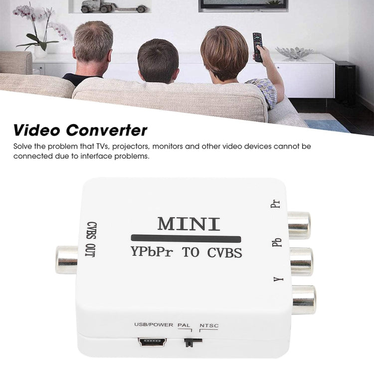 Mini YPBPR to CVBS Video Converter Component AV Adapter for TV / Projector / Monitor