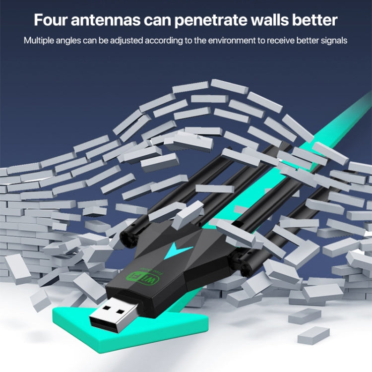 1300Mbps 5G Wireless Network Card Gigabit Dual Band Driver-free USB WiFi Receiver