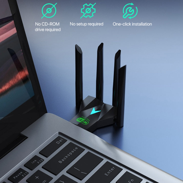 1300Mbps 5G Wireless Network Card Gigabit Dual Band Driver-free USB WiFi Receiver