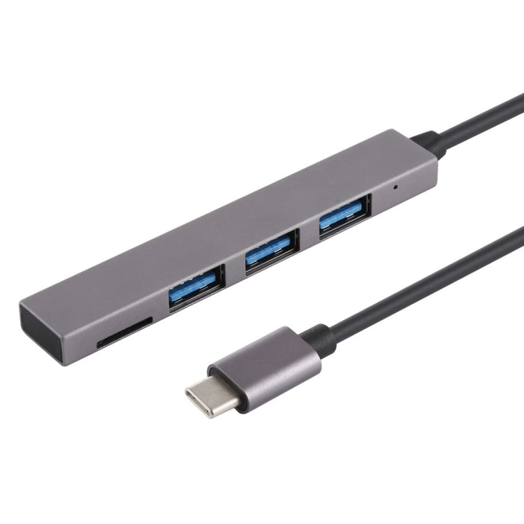 T-809B TF Card Reader + 3 x USB 3.0 Ports to USB-C / Type-C HUB Converter, Cable Length: 13cm