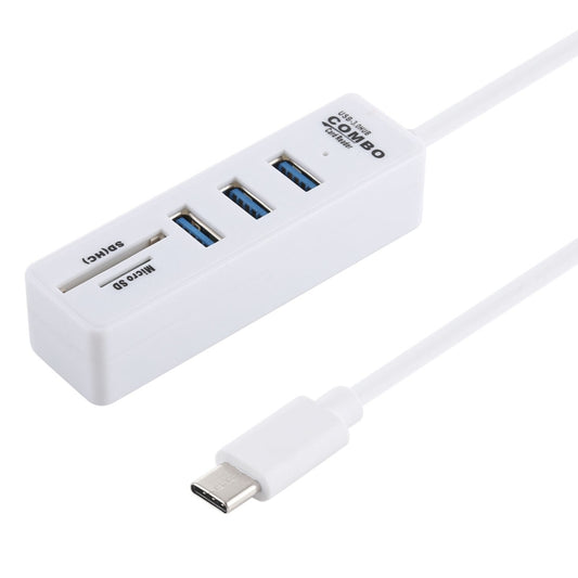 2 in 1 TF / SD Card Reader + 3 x USB 3.0 Ports to USB-C / Type-C HUB Converter, Cable Length: 26cm