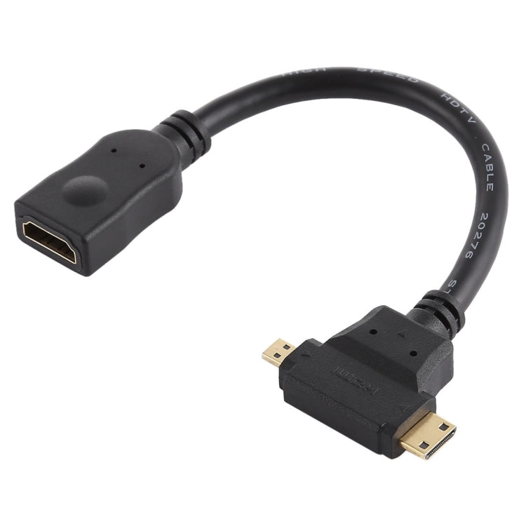 HDMI Female to Mini HDMI + Micro HDMI T Shape Cable