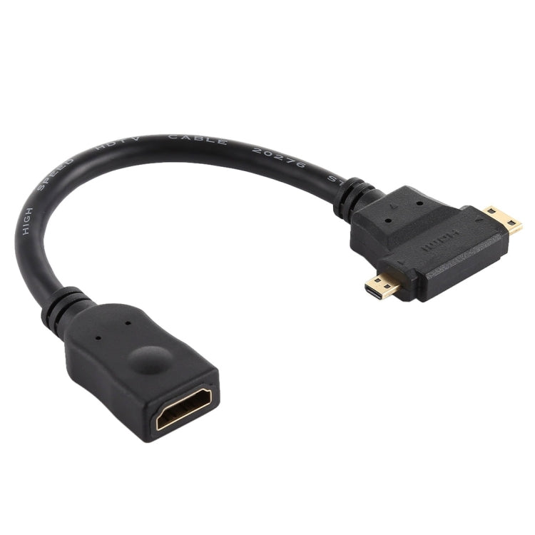 HDMI Female to Mini HDMI + Micro HDMI T Shape Cable