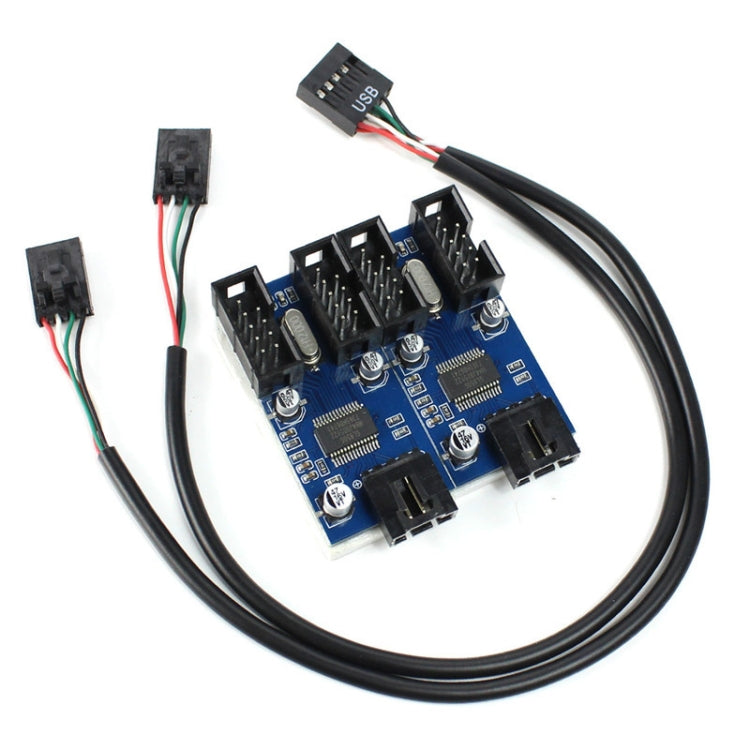 9 Pin USB Header Male 1 to 4 Female Extension Cable Card