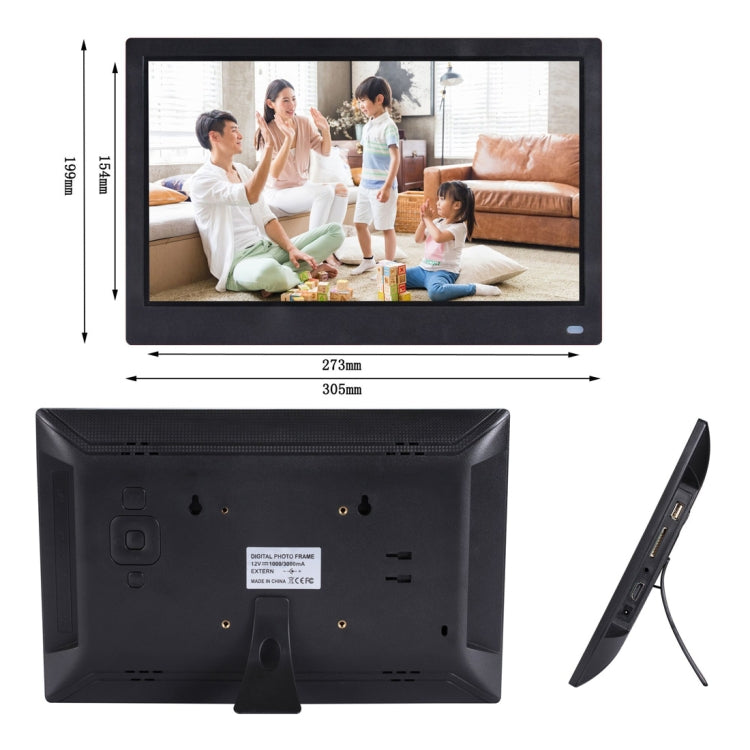 12.5 inch FHD LED Display Digital Photo Frame with Holder & Remote Control, MSTAR V56 Program, Support USB / SD Card Input