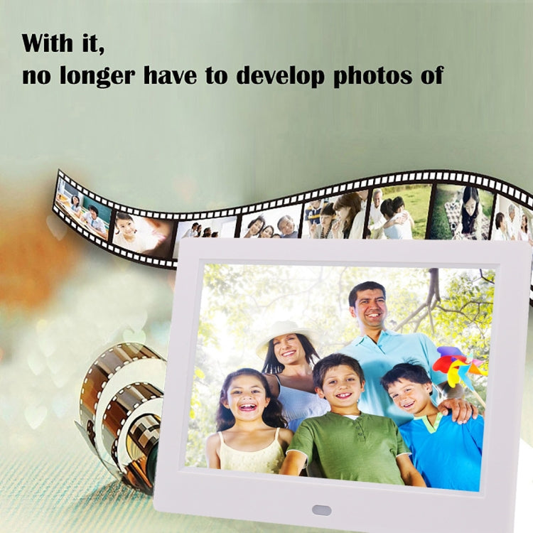 AC 100-240V 8 inch TFT Screen Digital Photo Frame with Holder & Remote Control, Support USB / SD Card Input