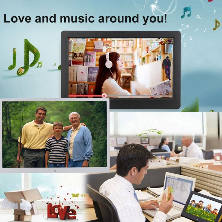 HSD1504 15.4 inch LED 1280x800 High Resolution Display Digital Photo Frame with Holder and Remote Control, Support SD / MMC / MS Card / USB Port, EU Plug(Gold)