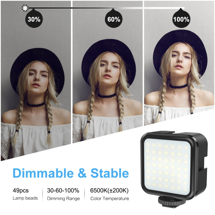 PULUZ U/C Shape Portable Handheld DV Bracket Stabilizer + LED Fill Light Kit with Cold Shoe Tripod Head for All SLR Cameras and Home DV Camera