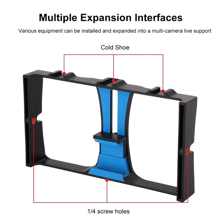 PULUZ 4 in 1 Vlogging Live Broadcast LED Selfie Light Smartphone Video Rig Kits with Microphone + Tripod Mount + Cold Shoe Tripod Head for iPhone, Galaxy, Huawei, Xiaomi, HTC, LG, Google, and Other Smartphones, 4-in-1(Blue), 4 in 1