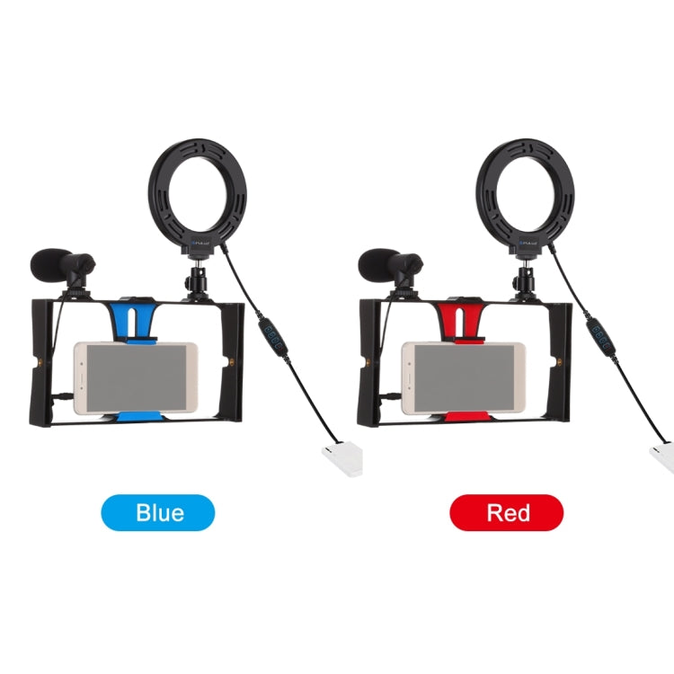 PULUZ 3 in 1 Vlogging Live Broadcast Smartphone Video Rig + Microphone +  4.7 inch 12cm Ring LED Selfie Light Kits with Cold Shoe Tripod Head for iPhone, Galaxy, Huawei, Xiaomi, HTC, LG, Google, and Other Smartphones