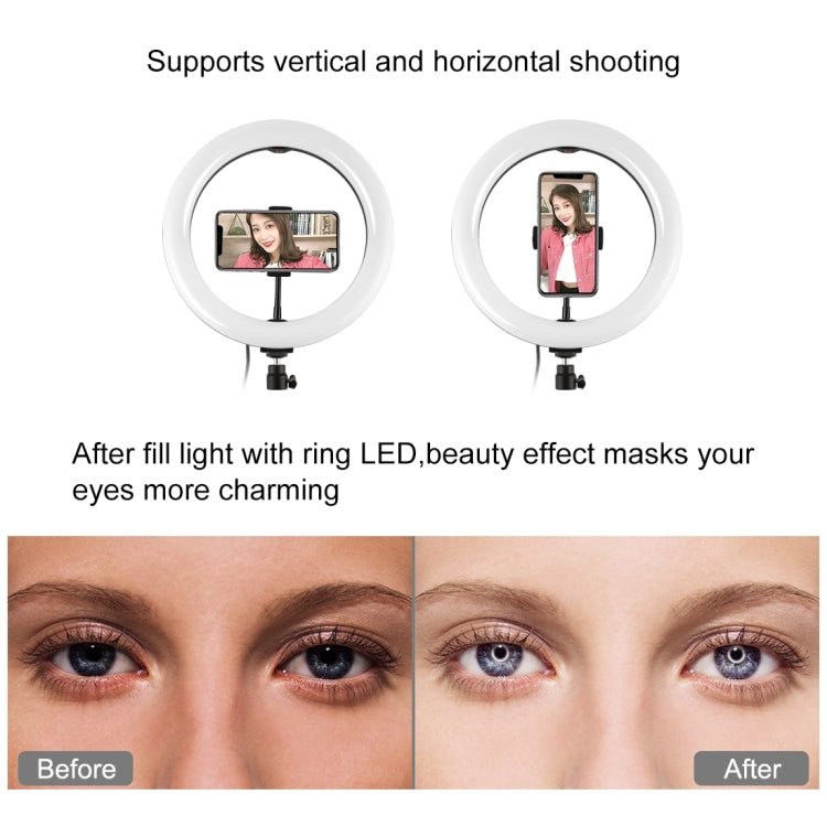 PULUZ 1.1m Tripod Mount + 10.2 inch 26cm RGBW LED Ring Vlogging Video Light  Live Broadcast Kits with Cold Shoe Tripod Ball Head & Phone Clamp