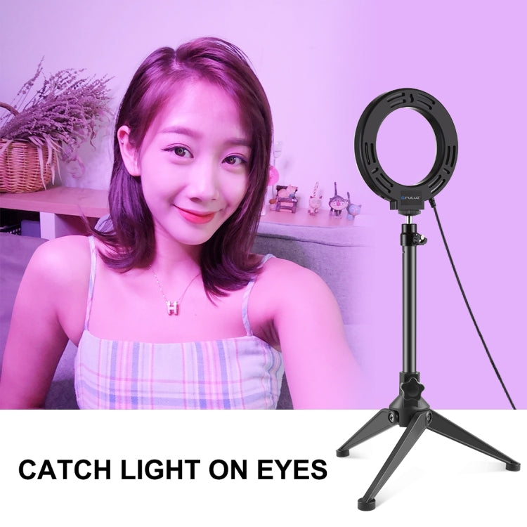 PULUZ 4.7 inch 12cm USB 10 Modes 8 Colors RGBW Dimmable LED Ring Vlogging Photography Video Lights + Desktop Tripod  Mount with Cold Shoe Tripod Ball Head