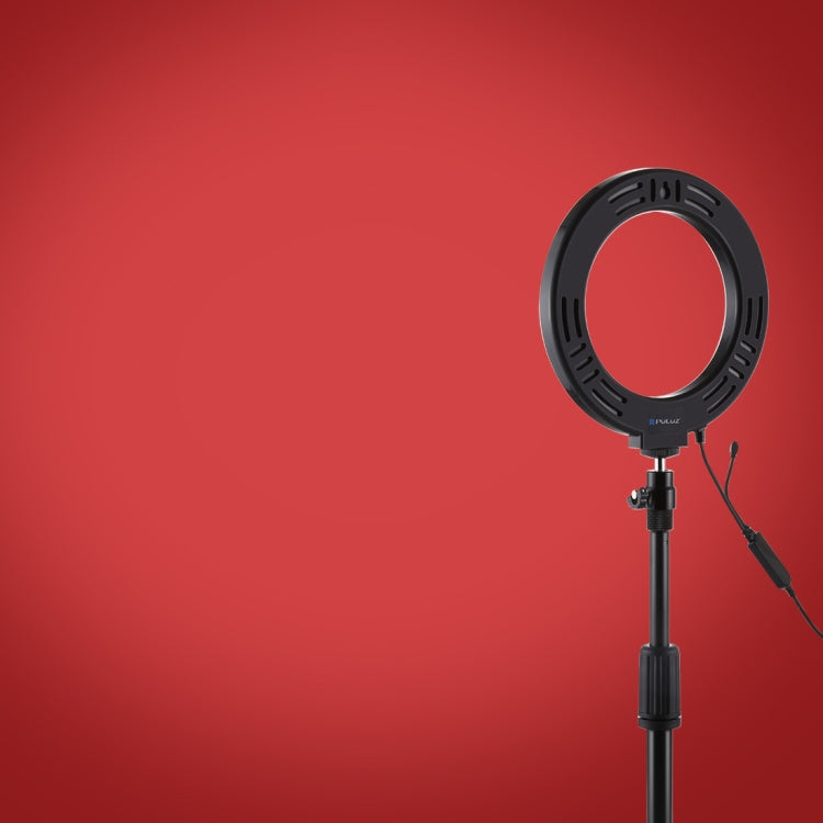 PULUZ 6.2 inch 16cm RGBW Light + Round Base Desktop Holder USB Dimmable LED Ring Vlogging Photography Video Lights with Cold Shoe Tripod Ball Head & Remote Control