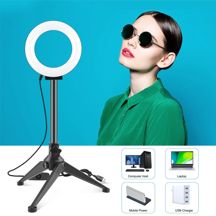 PULUZ 4.7 inch 12cm Ring Light + Desktop Tripod Selfie Stick Mount USB White Light LED Ring Selfie Beauty Vlogging Photography Video Lights Kits