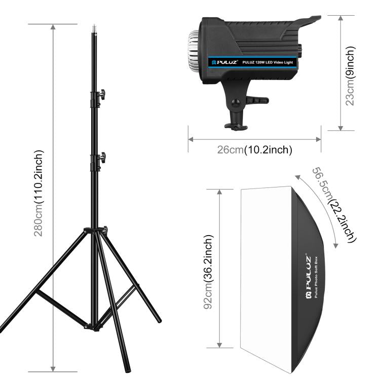 PULUZ 120W Photo Studio Strobe Flash Light Kit with Softbox Reflector & Tripod