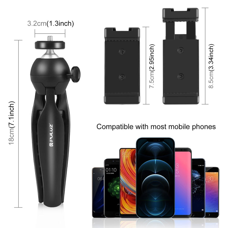 PULUZ Live Broadcast Smartphone Video Vlogger Kits Microphone + Tripod Mount + Phone Clamp Holder