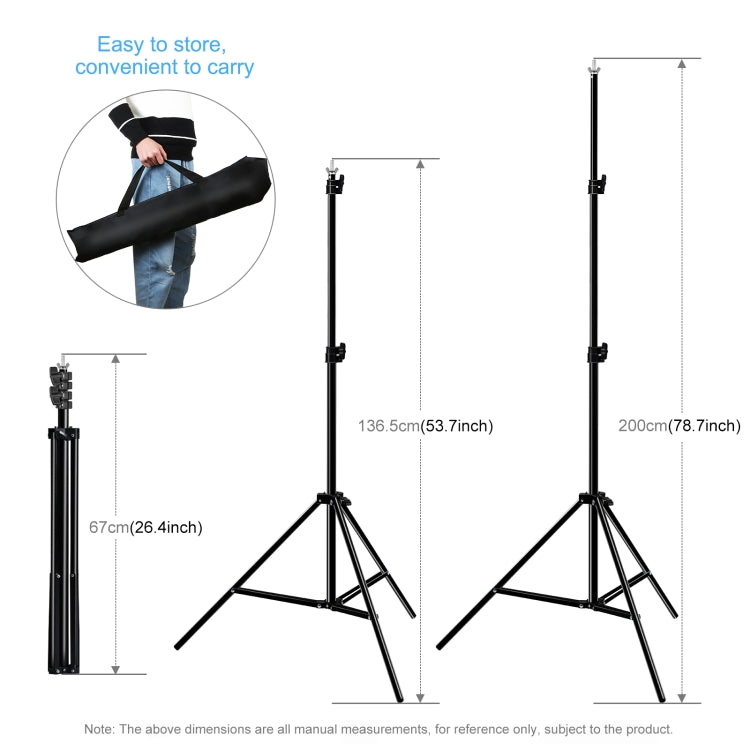 PULUZ 2x2m Photo Studio Background Support Stand Backdrop Crossbar Bracket Kit with Red / Blue / Green Backdrops