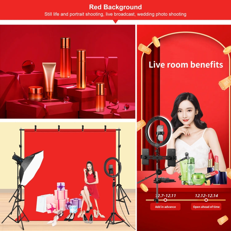 PULUZ 2x2m Photo Studio Background Support Stand Backdrop Crossbar Bracket Kit with Red / Blue / Green Backdrops