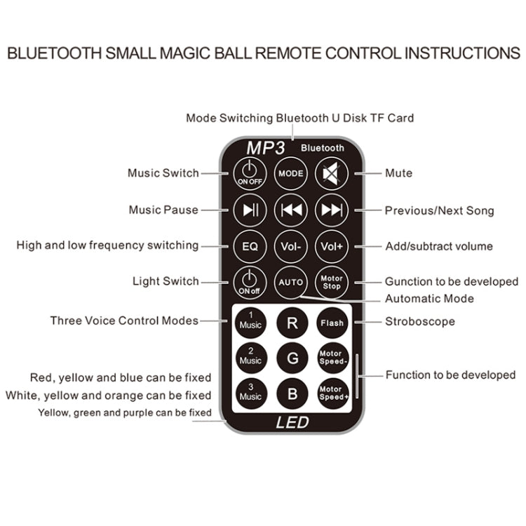 USB Bluetooth Crystal Magic Ball Stage Light with Remote Control