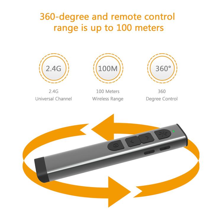 Doosl Dsit038 2.4GHz Wireless Presenter PowerPoint Clicker Representation Remote Control Green Laser Pointer, Control Distance: 100m