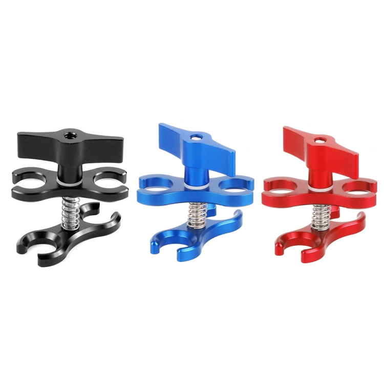 PULUZ Dual Ball Clamp Open Hole Diving Camera Bracket CNC Aluminum Spring Flashlight Clamp for Diving Underwater Photography System