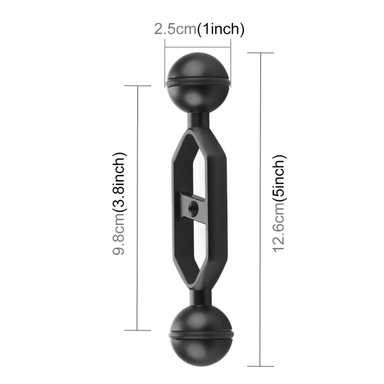 PULUZ 5.0 inch 12.6cm Aluminum Alloy Dual Balls Arm, Ball Diameter: 25mm