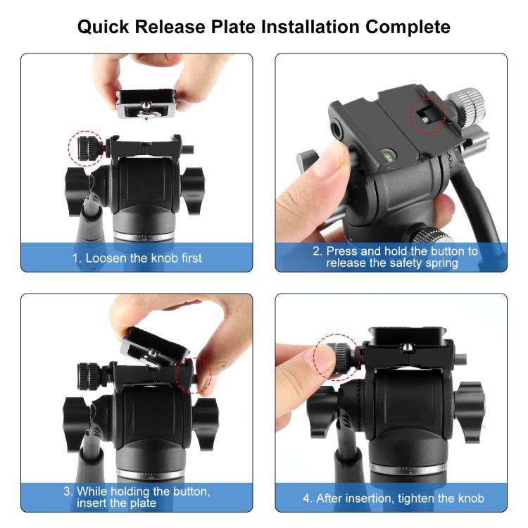 PULUZ 1.6m Reverse-Folding Professional Video Tripod with Fluid Drag Head