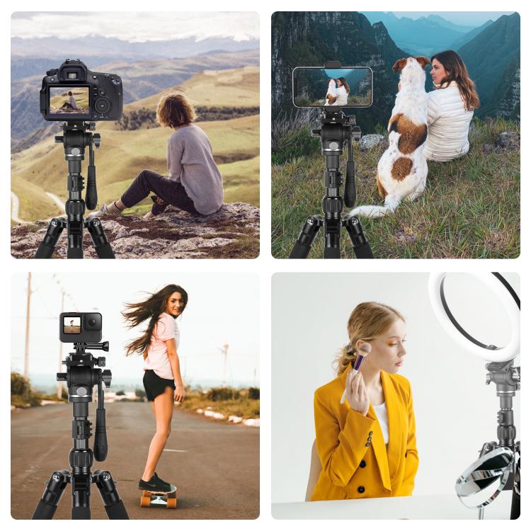 PULUZ 1.6m Reverse-Folding Professional Video Tripod with Fluid Drag Head