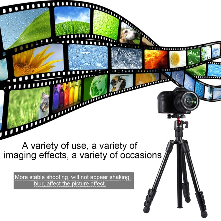 PULUZ 4-Section Folding Legs Metal  Tripod Mount with 360 Degree Ball Head for DSLR & Digital Camera, Adjustable Height: 42-130cm