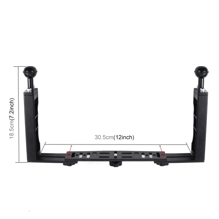 PULUZ Dual Handle Aluminium Tray Stabilizer with Dual Ball Aluminum Alloy Clamp for Underwater Camera Housings