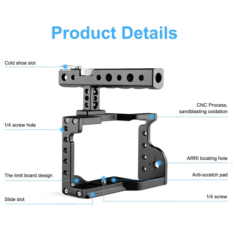 PULUZ Video Camera Cage Stabilizer with Handle for Sony A6600 / ILCE-6600