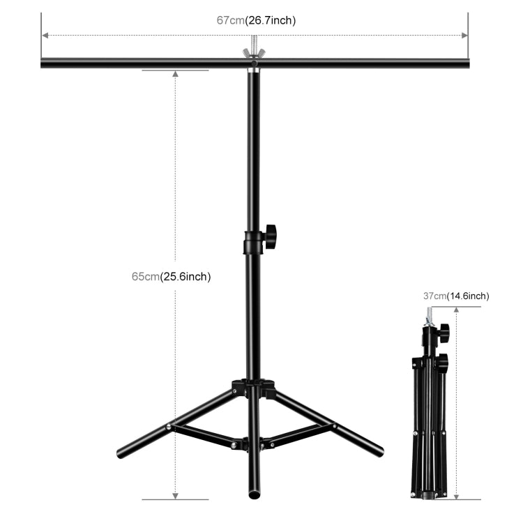 67cm T-Shape Photo Studio Background Support Stand Backdrop Crossbar Bracket with Clips, No Backdrop