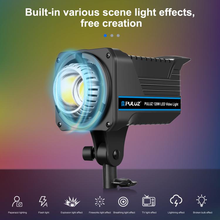 PULUZ 220V 120W Studio Video Light Dual Color Temperature Built-in Dissipate Heat System with Remote Control