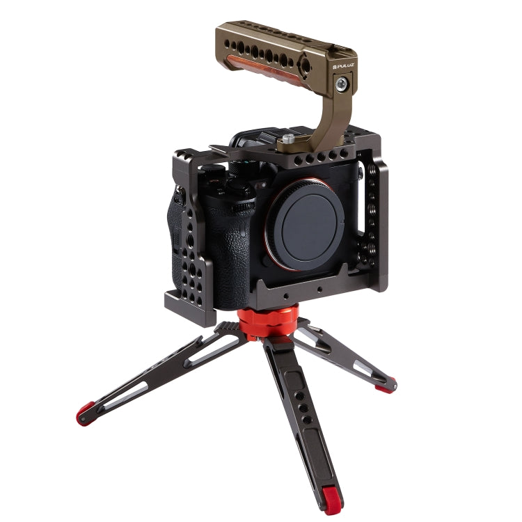 PULUZ Camera Wooden Top Handle with Cold Shoe Mount for Mirrorless Camera Cage Stabilizer