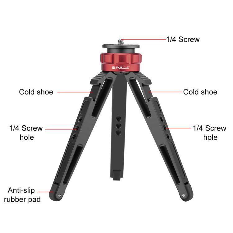 PULUZ Desktop Vlogging Live Tripod Holder with Cold Shoe Bases for DSLR & Digital Cameras, Adjustable Height: 7.5-14.5cm