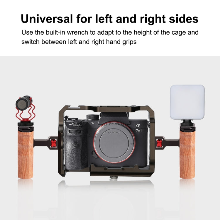 PULUZ 1/4 inch Screw Universal Camera Wooden Side Handle with Cold Shoe Mount for Camera Cage Stabilizer