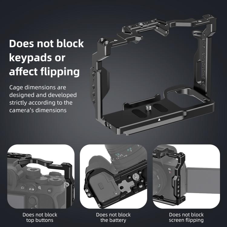 PULUZ Metal Camera Cage Stabilizer Rig for Sony A7 IV / ILCE-7M4 / A7M4 / A7M3 / A7R3  / A7R III / A7R5