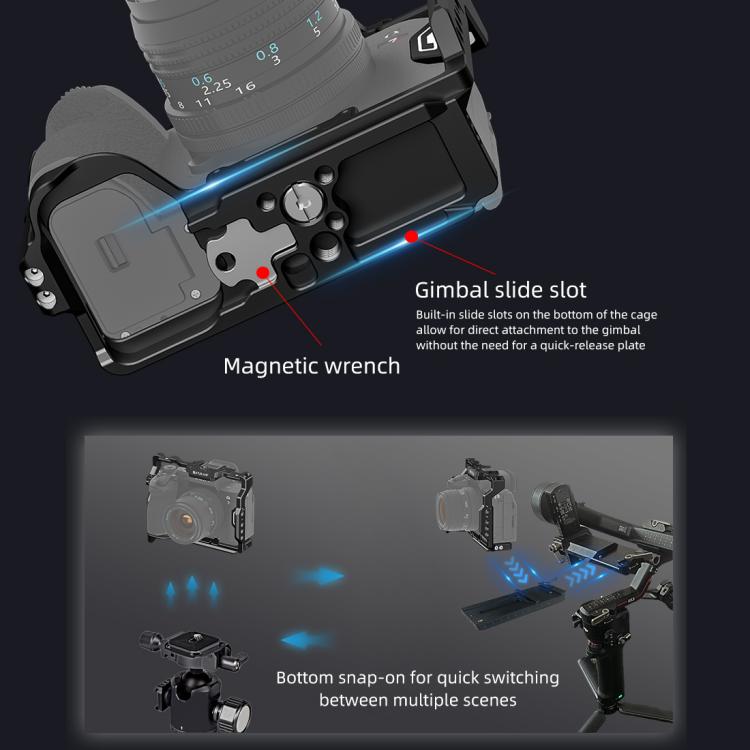 PULUZ Metal Camera Cage Stabilizer Rig for Sony A7 IV / ILCE-7M4 / A7M4 / A7M3 / A7R3  / A7R III / A7R5