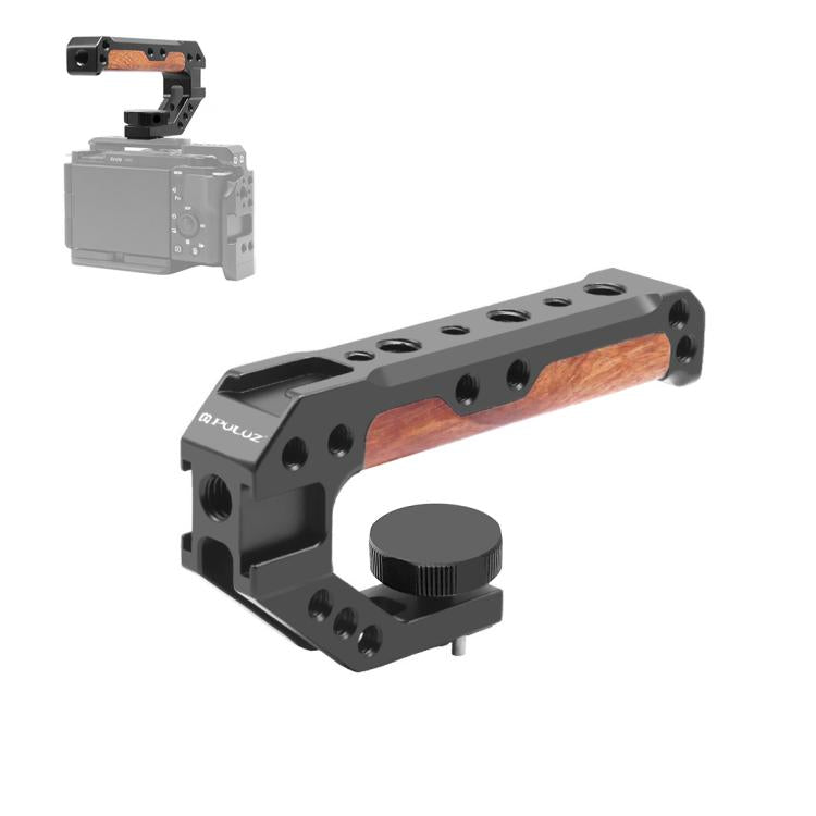 PULUZ 3/8 inch Camera Wooden Top Handle with Cold Shoe Mount