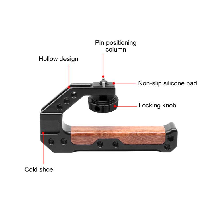 PULUZ 3/8 inch Camera Wooden Top Handle with Cold Shoe Mount