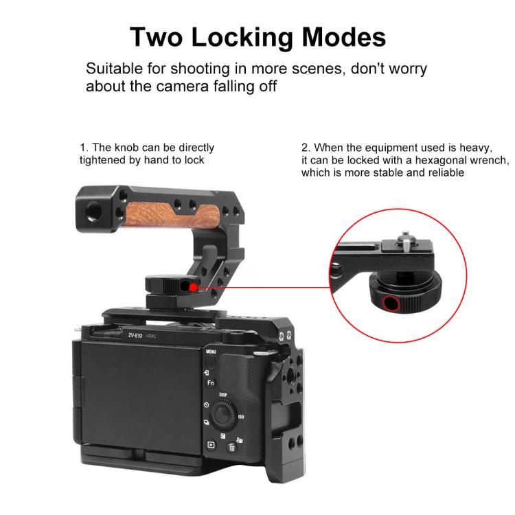 PULUZ 3/8 inch Camera Wooden Top Handle with Cold Shoe Mount