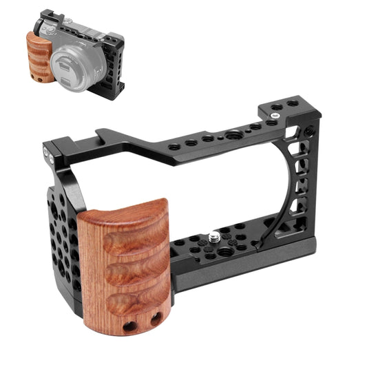 For Sony A6400 / A6300 / A6100 / 6000 PULUZ Wood Handle Metal Camera Cage Stabilizer Rig