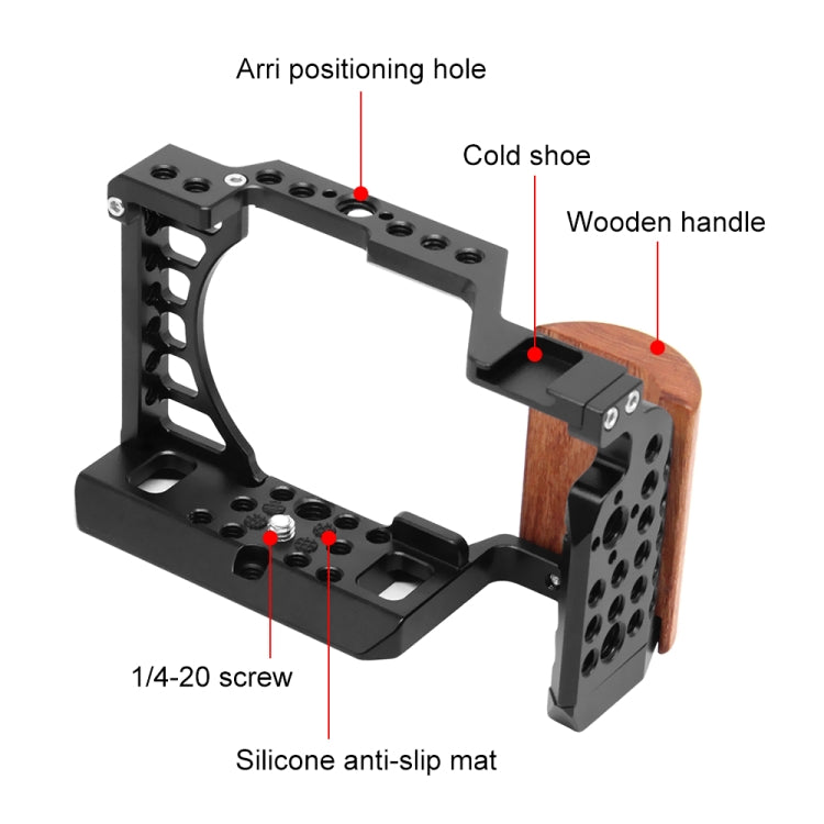 For Sony A6400 / A6300 / A6100 / 6000 PULUZ Wood Handle Metal Camera Cage Stabilizer Rig