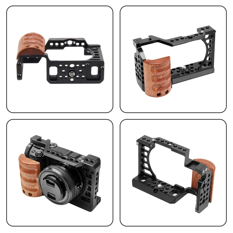 For Sony A6400 / A6300 / A6100 / 6000 PULUZ Wood Handle Metal Camera Cage Stabilizer Rig