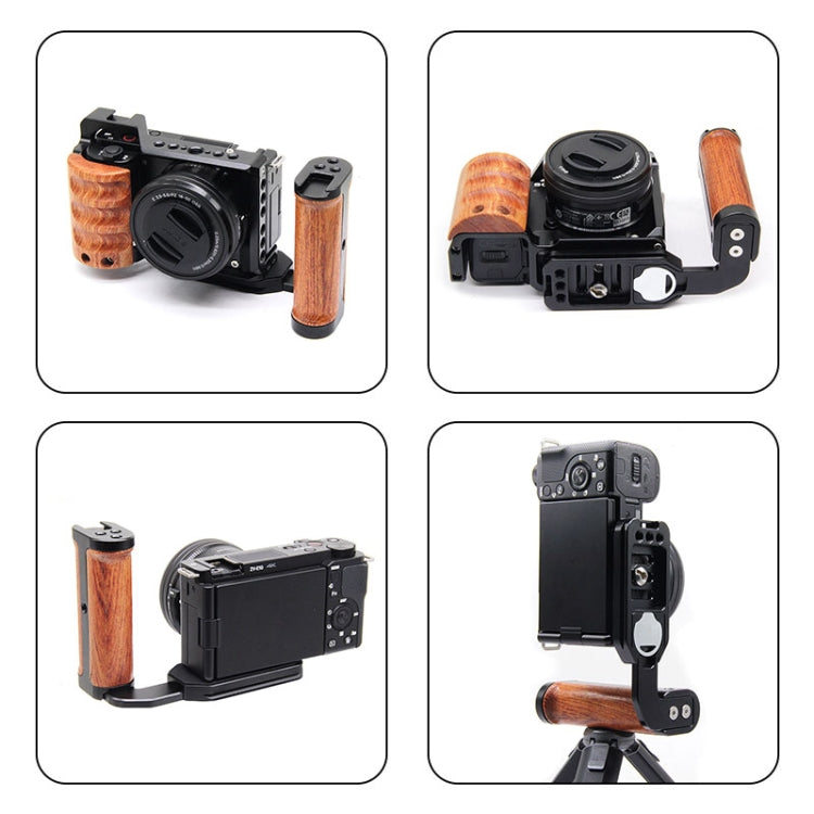 PULUZ Wooden Left Side Handle Vertical Shoot Quick Release L Plate