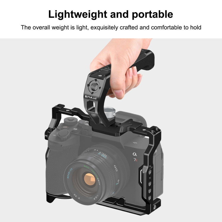 PULUZ Arri Metal Silicone Top Handle with Cold Shoe Mount for Mirrorless Camera Cage Stabilizer