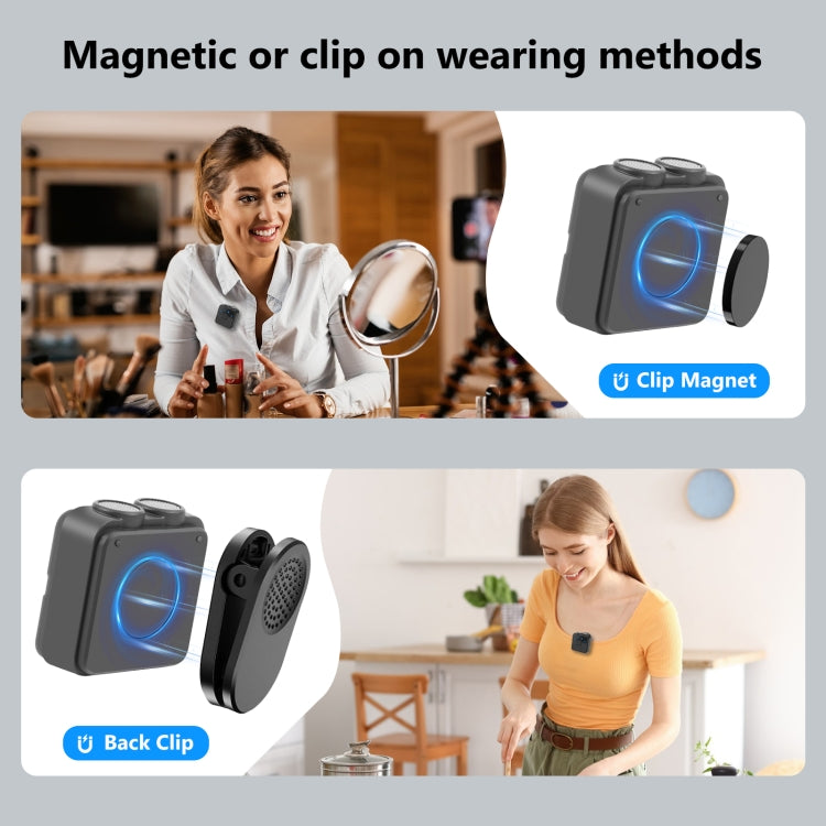 PULUZ Magnetic Lavalier Wireless Microphone with Charging Case Box, 8 Pin RX Receiver and 2 TX Microphones