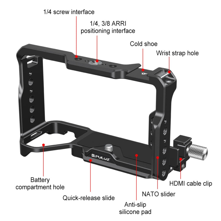 For Sony ILCE-A7CM2 / Alpha 7C II / Alpha 7CR PULUZ Metal Camera Cage Stabilizer Rig